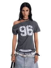 Off - Shoulder Varsity Graphic Tee - COPPING THREADS - 0123Start